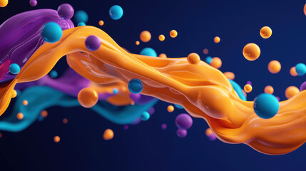 Poster - Fluid shapes in vibrant colors with dynamic movement and energy