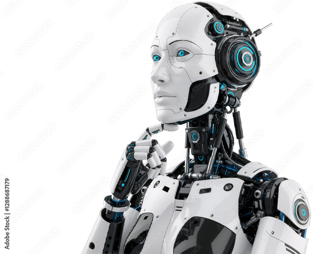AI Robot Thinking, Side View, Isolated on a Transparent Background, PNG ...