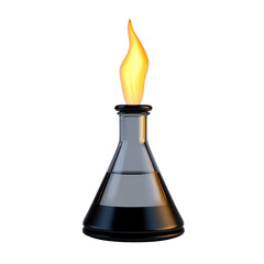 Poster - Flask containing flame with vibrant colors and smoke effects on a dark background isolated on transparent background.