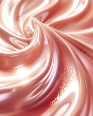 Poster - Swirling rose gold silk fabric with glitter effect creates luxurious flowing waves and folds against soft illuminated background, suitable for fashion and luxury designs.