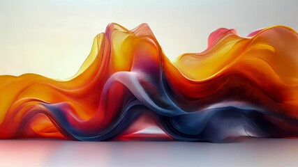 Poster - Elegant flowing abstract waves in fiery orange and deep black, resembling silk fabric in motion