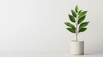 Canvas Print - Minimalist indoor plant arrangement in a modern pot, showcasing fresh green leaves for a serene atmosphere and enhancing home decor with natural beauty