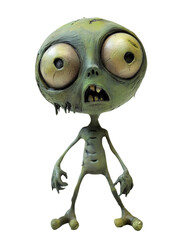 Poster - Cartoon alien character with large eyes and nose in a colorful whimsical style against a simple background isolated on transparent background.