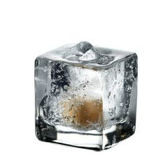 Poster - Ice cube with frost on top isolated on white background for beverage or cooling applications isolated on transparent background.