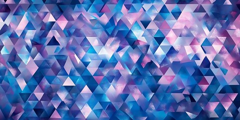 Fototapete - Abstract Geometric Pattern with Shimmering Triangles in Shades of Blue and Pink ,

