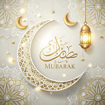 white eid mubarak postcard