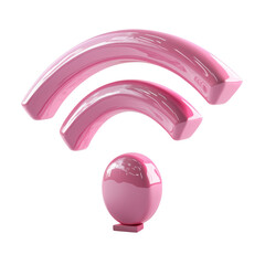 Poster - Pink wi-fi symbol on a light background representing wireless internet connectivity and communication technology isolated on transparent background.