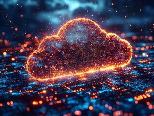 Poster - Vibrant Binary Cloud Symbolizing Seamless Cloud Computing Network