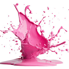 Poster - Pink paint splashing against a black background creating dynamic abstract art effect isolated on transparent background.