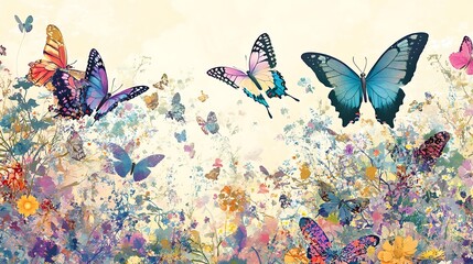 Sticker - butterflies and flowers