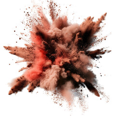 Poster - Red and pink powder explosion on white background creating colorful abstract art effect isolated on transparent background.