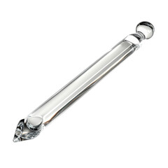 Poster - Clear glass pipe with smooth surface and detailed design for smoking or decorative use isolated on transparent background.