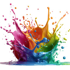 Poster - Colorful splash of paint creating an abstract background with vibrant hues and dynamic movement isolated on transparent background.