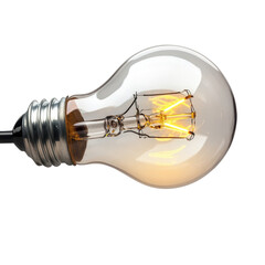 Poster - Light bulb illuminated with a smaller light bulb placed on top against a neutral background isolated on transparent background.