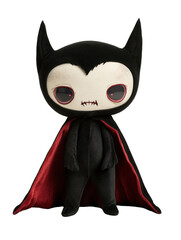 Poster - Stuffed toy superhero with red and black capes on a plain background isolated on transparent background.