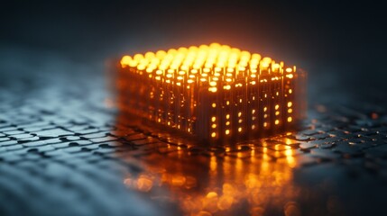 Poster - illuminating nano devices a closeup of glowing semiconductors in a high-tech laboratory