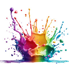 Poster - Colorful splash of paint creating an abstract background with vibrant hues and dynamic textures isolated on transparent background.