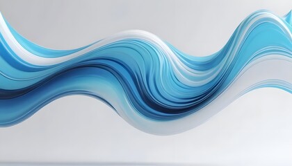 Canvas Print - Dynamic composition abstract fluid blue & white waves on minimalistic light backdrop, elegance & creativity flowing curve waves background