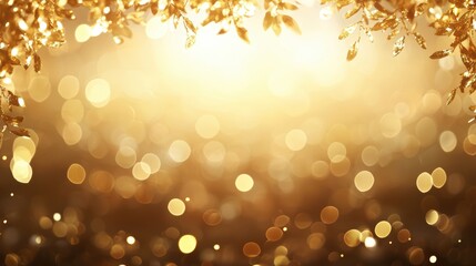 Poster - A shimmering golden background with soft bokeh effects, evoking a warm, festive atmosphere.