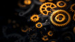 © sornram - Close-up of intricate golden gears and machinery parts highlighting precision and craftsmanship in industrial design.