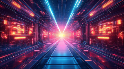 Poster - A modern abstract technology background featuring a detailed electronic circuit with luminous