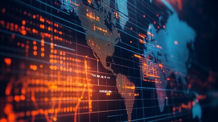Poster - Analyzing financial data digital screen data visualization office environment closeup view modern finance