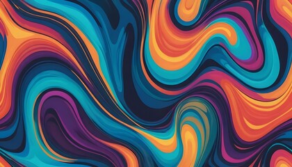 Canvas Print - colourful swirling abstract artwork dynamic patterns with palette of warm & cool colours, motion flowing curve multicolour background