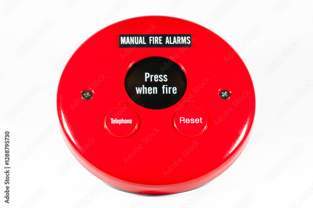 Manual fire alarm button for emergency situations in public buildings ...