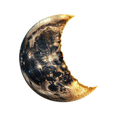 Poster - Crescent moon with a star in the center on a dark background graphic design illustration isolated on transparent background..