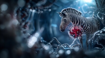 Aufkleber - Innovative zebra medical research breakthroughs laboratory environment digital art futuristic viewpoint health concept