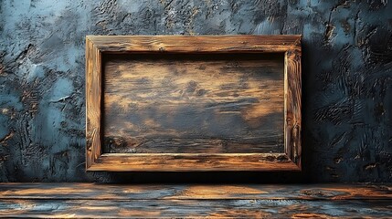Aufkleber - Rustic Wooden Frame on Dark Textured Background for Art Displays