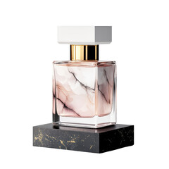 Poster - Bottle of perfume with a marble base on a white background showcasing elegant design and luxury aesthetics isolated on transparent background..