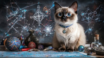 Poster - A cat's artistic exploration discovering spiritual connections in the cosmic universe of inner worlds