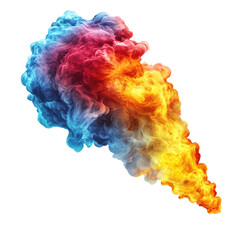 Poster - Colorful smoke cloud swirling on a black background creating an abstract visual effect isolated on transparent background..