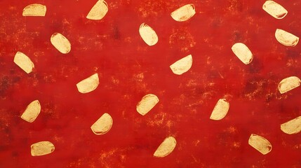 Poster - Vibrant red textured surface, scattered light seeds, ideal for backgrounds or product displays, evokes freshness and warmth.