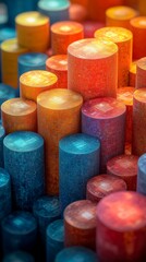 Poster - Colorful Cylinders in a Vibrant Mosaic Pattern Abstract Art Composition