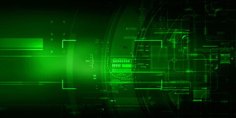 Poster - 2d illustration abstract futuristic electronic circuit technology background