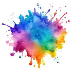 Poster - Colorful watercolor splash on black background creating an artistic abstract design for creative projects isolated on transparent background..