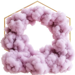 Poster - Pink cloud wreath with gold frame decorative design for events or home decor purposes isolated on transparent background..