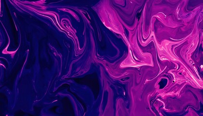 Poster - abstract purple fluid art with swirling patterns, vibrant neon paint mixed in a dynamic composition for creative design use
