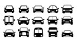 © Moovor Lab - Black Transportation vector Icons set, Cars and Vehicles symbol, Traffic Clip art and illustration design in Minimal Modern style, Bus, Train Pictogram for Decoration. (Editable)