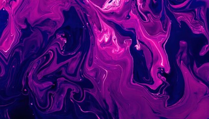 Aufkleber - abstract purple fluid art with swirling patterns, vibrant neon paint mixed in a dynamic composition for creative design use