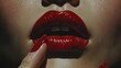 © AiPhotoSale - Glossy red lips exude allure; their glossy finish catches the light, contrasting beautifully against the rich, deep crimson. A captivating close-up of nature's masterpiece