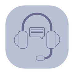 Poster - Simple line icon of headset paired with speech bubble. Customer support and communication services concept