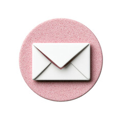 Poster - White envelope with pink paper on top and a unique identification number on the surface isolated on transparent background..