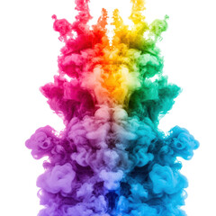 Poster - Rainbow colored smoke cloud swirling in the air creating a vibrant and colorful visual display isolated on transparent background..