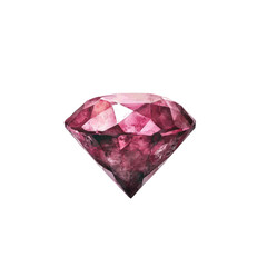 Poster - Pink diamond gemstone resting on a smooth black background with soft lighting and reflections isolated on transparent background..