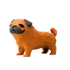 Poster - Pug dog illustration created with orange and black triangular shapes on a white background isolated on transparent background..