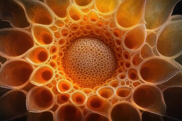 Poster - Intricate honeycomb-like structure, radiating outwards from a central point, displaying a mesmerizing pattern of interconnected cells.