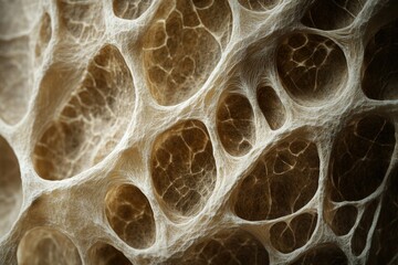 Aufkleber - Close-up view of intricate trabecular bone structure, showcasing its porous and interconnected network.